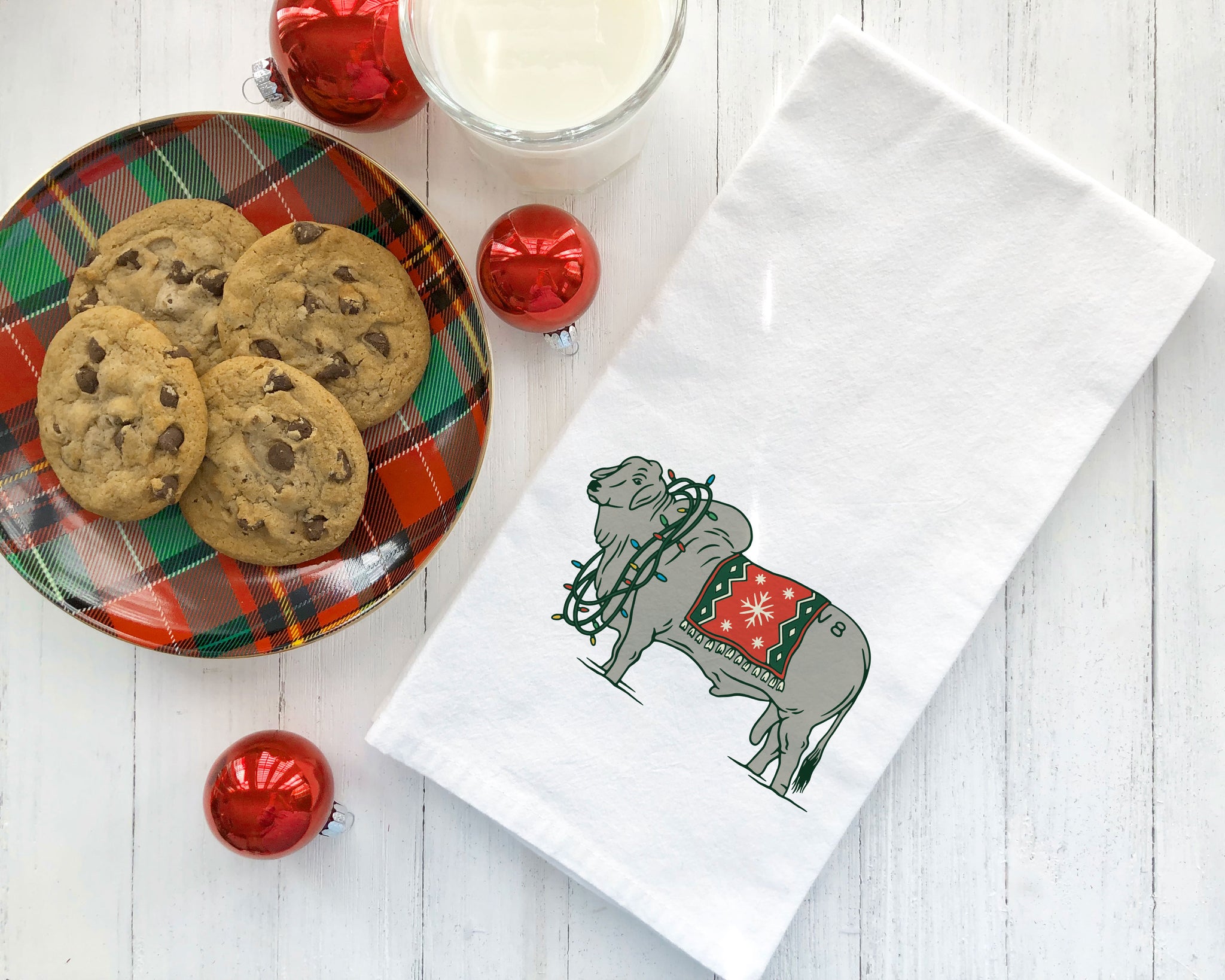 V8 Brahman Calf Watercolor Kitchen Flour Sack Tea Towel