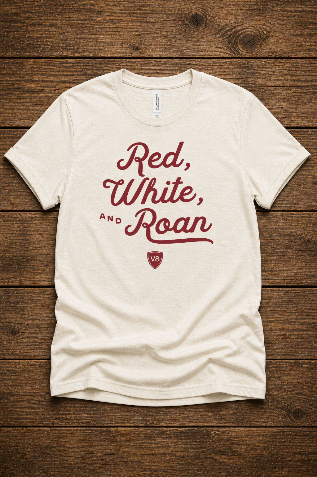 Adult Red, White, and Roan V8 Shorthorn Tee