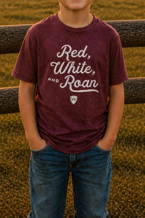Youth Red, White, and Roan V8 Shorthorn Tee