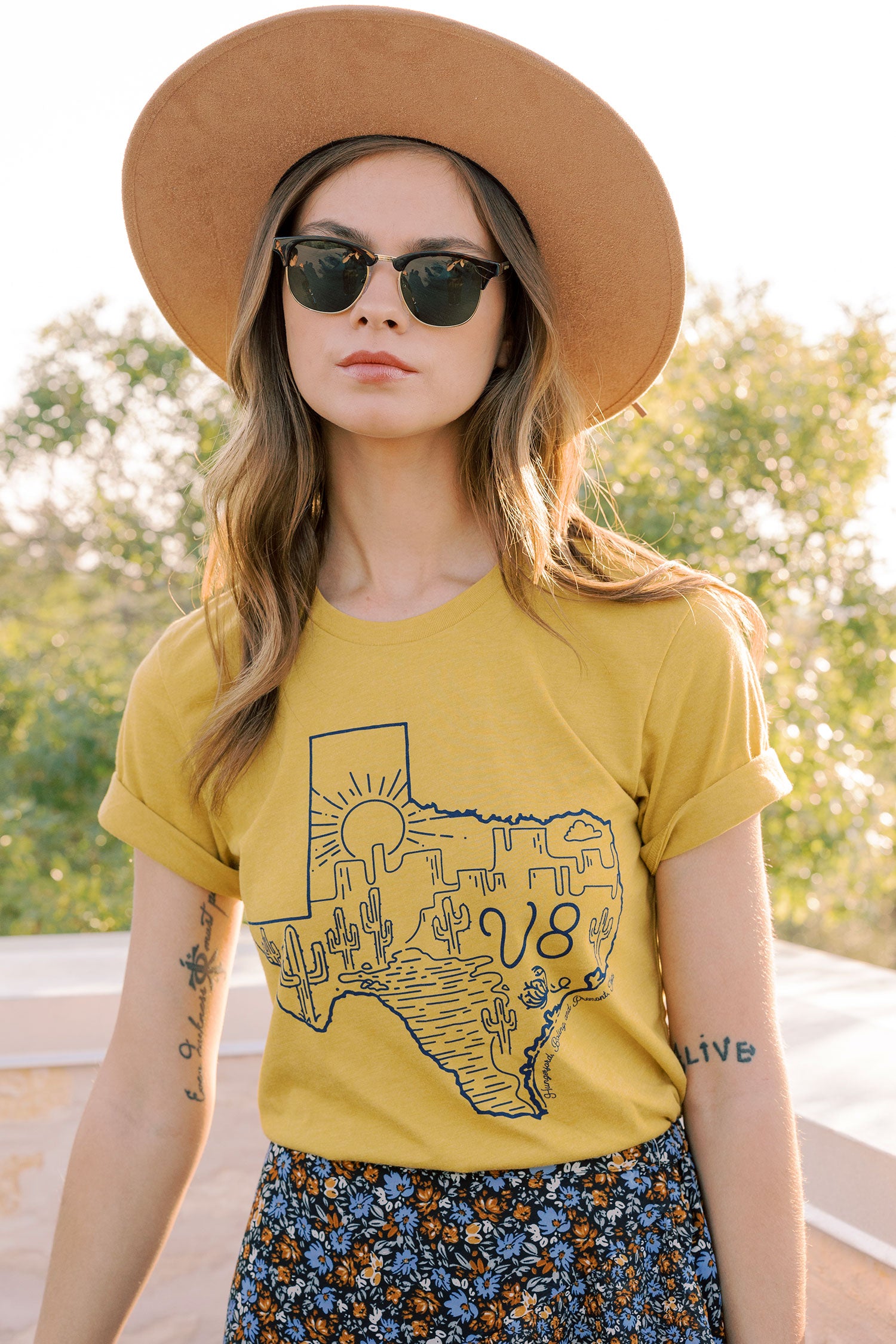 Mustard V8 Texas Cactus Tee