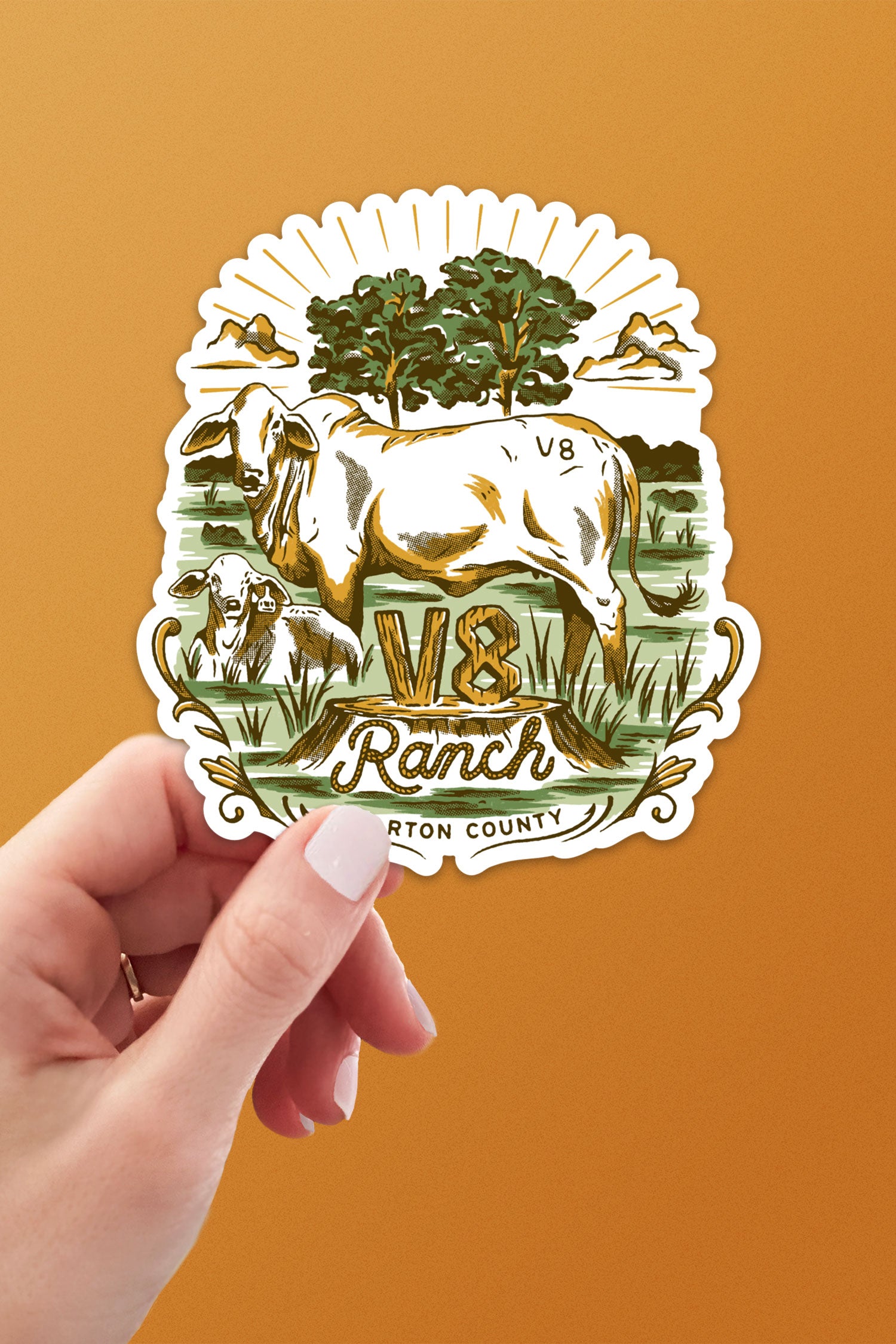 Carved V8 Sticker