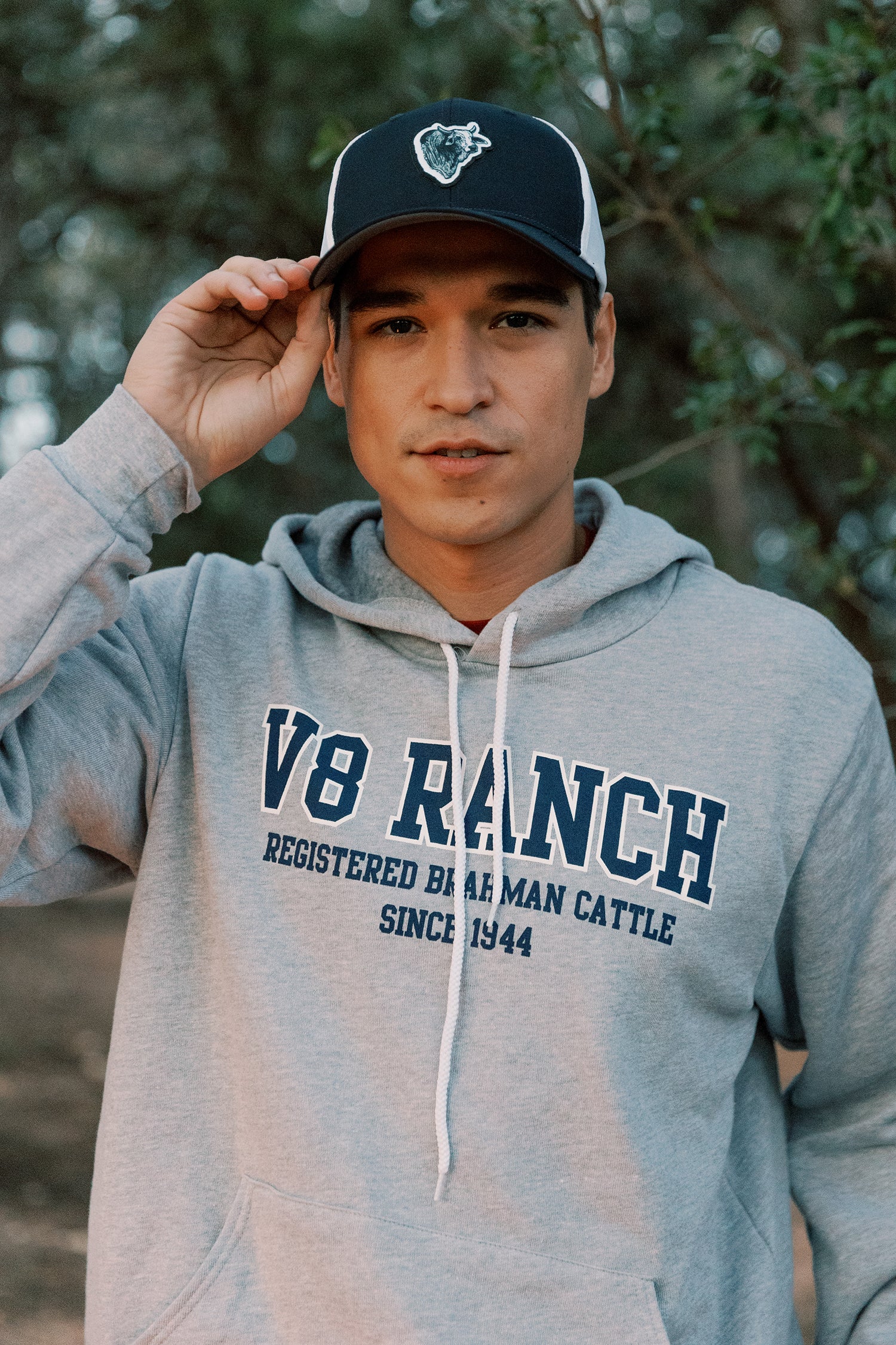 Grey V8 Ranch Pullover Hoodie