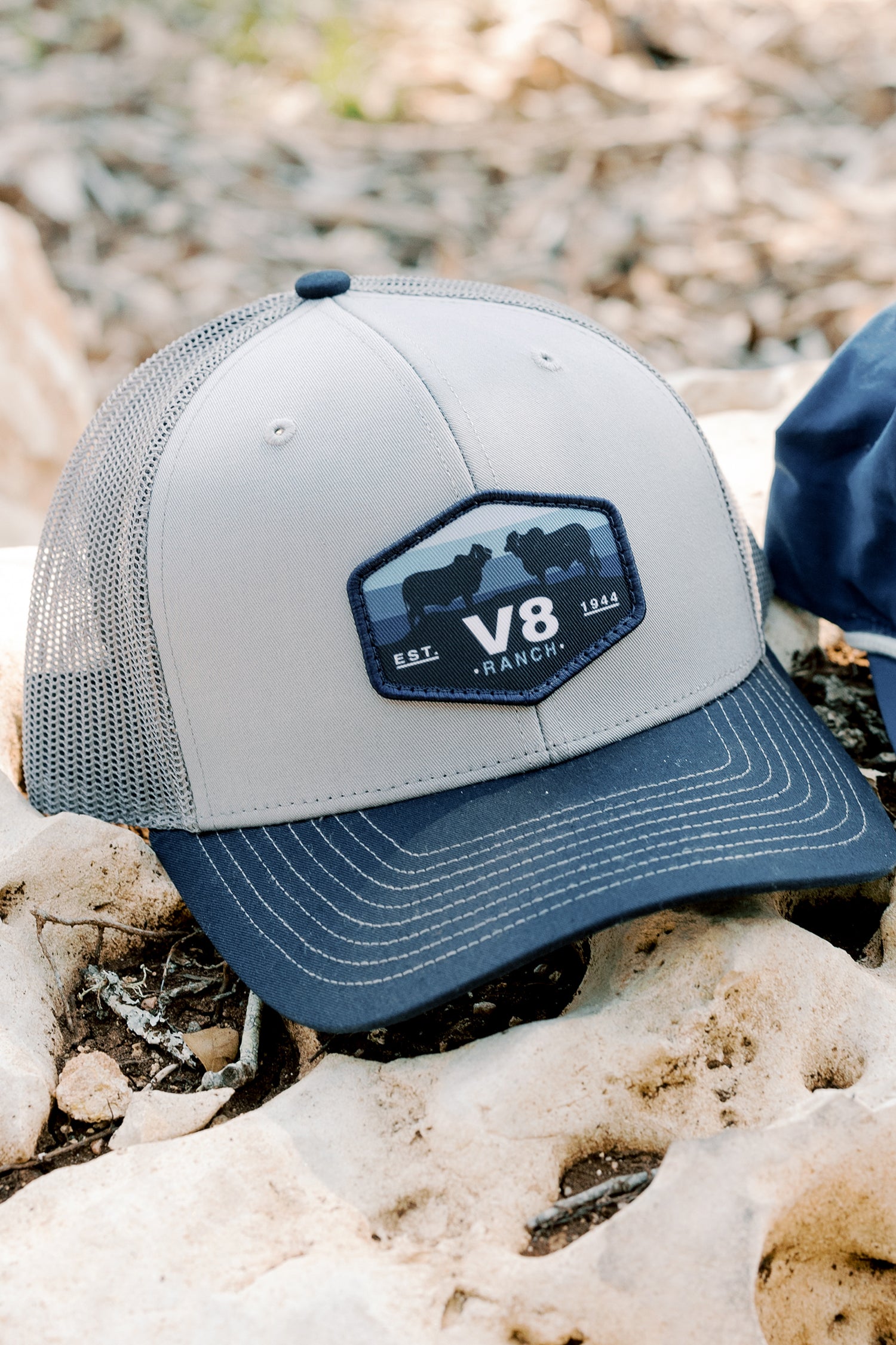 V8 Brahman Patch Navy & Grey Cap