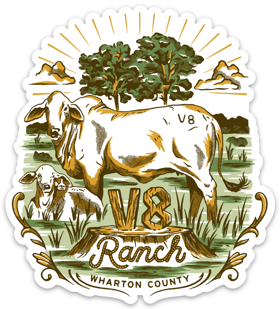 Carved V8 Sticker