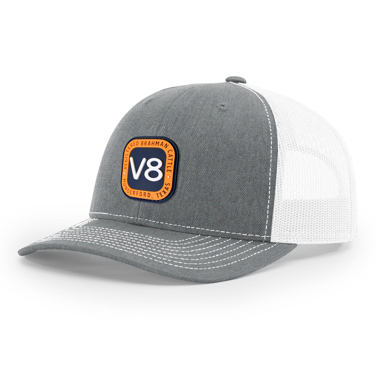 V8 Square Patch Grey/White Flex Trucker Cap