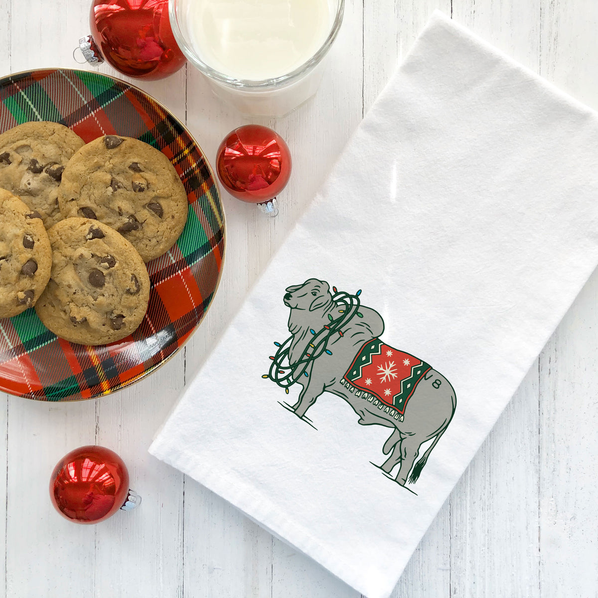 Christmas Cow Tea Dish Towel - Christmas Holstein Lights Tea Towel Kit –  Lazy Gator Tees