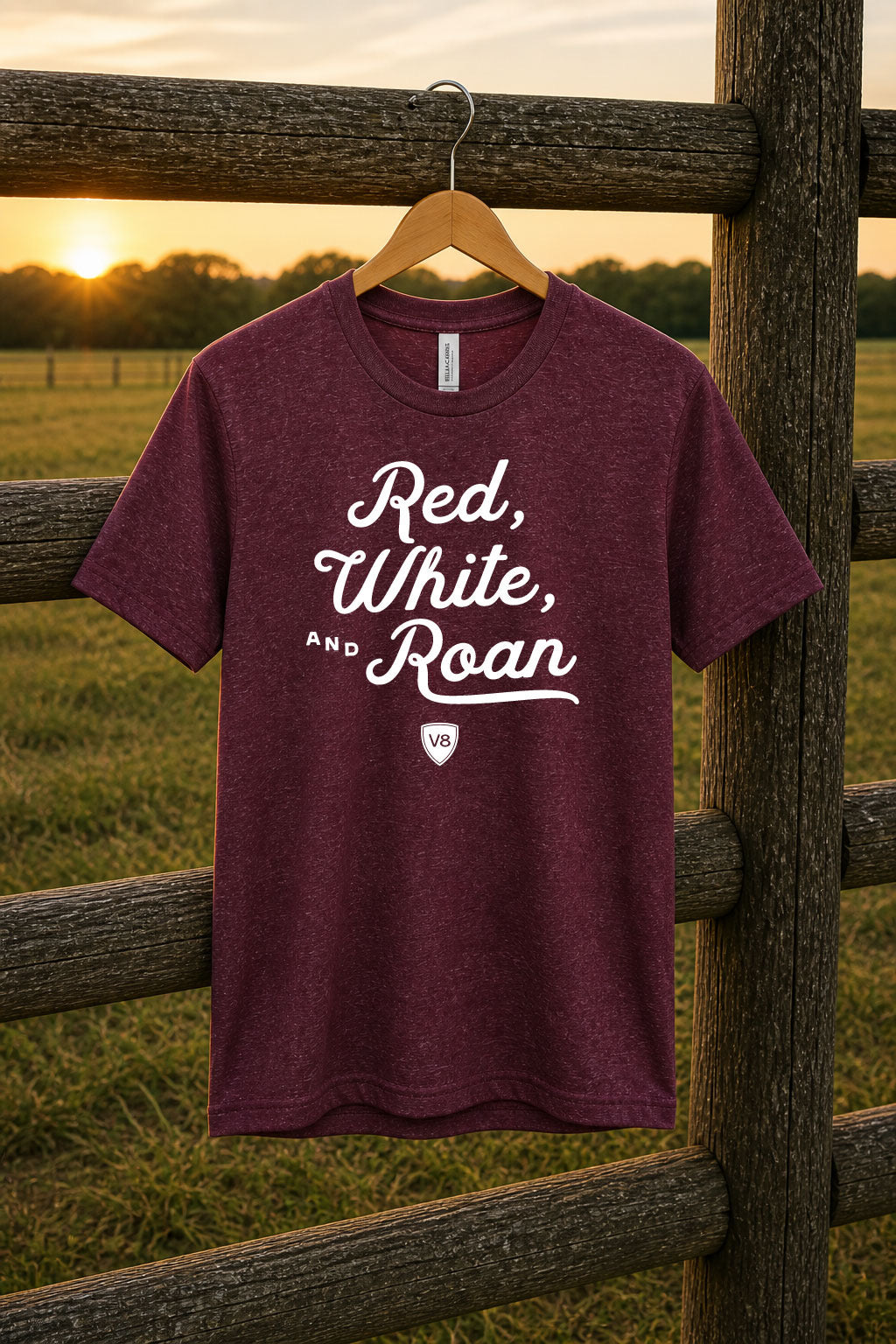 Adult Red, White, and Roan V8 Shorthorn Tee