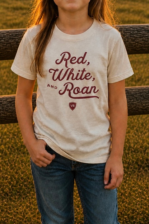 Youth Red, White, and Roan V8 Shorthorn Tee