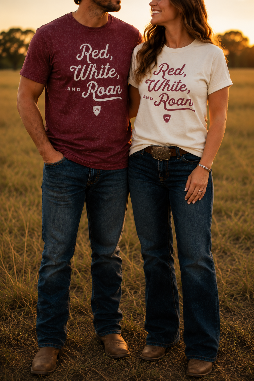 Adult Red, White, and Roan V8 Shorthorn Tee