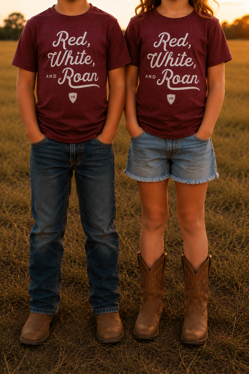 Youth Red, White, and Roan V8 Shorthorn Tee