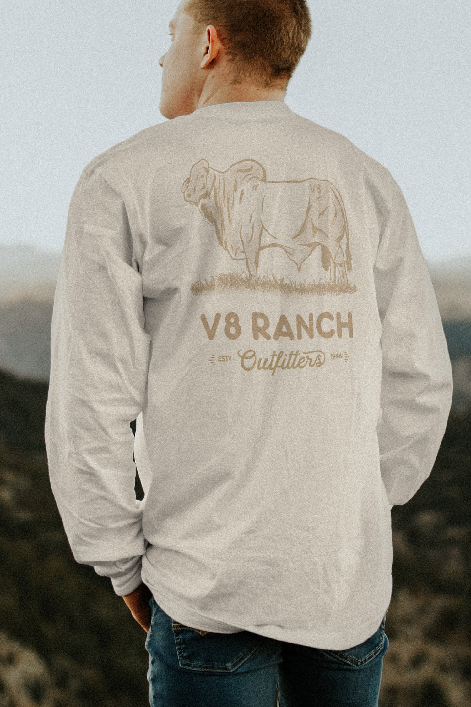 V8 Ranch Outfitters Long Sleeve Brahman Tee