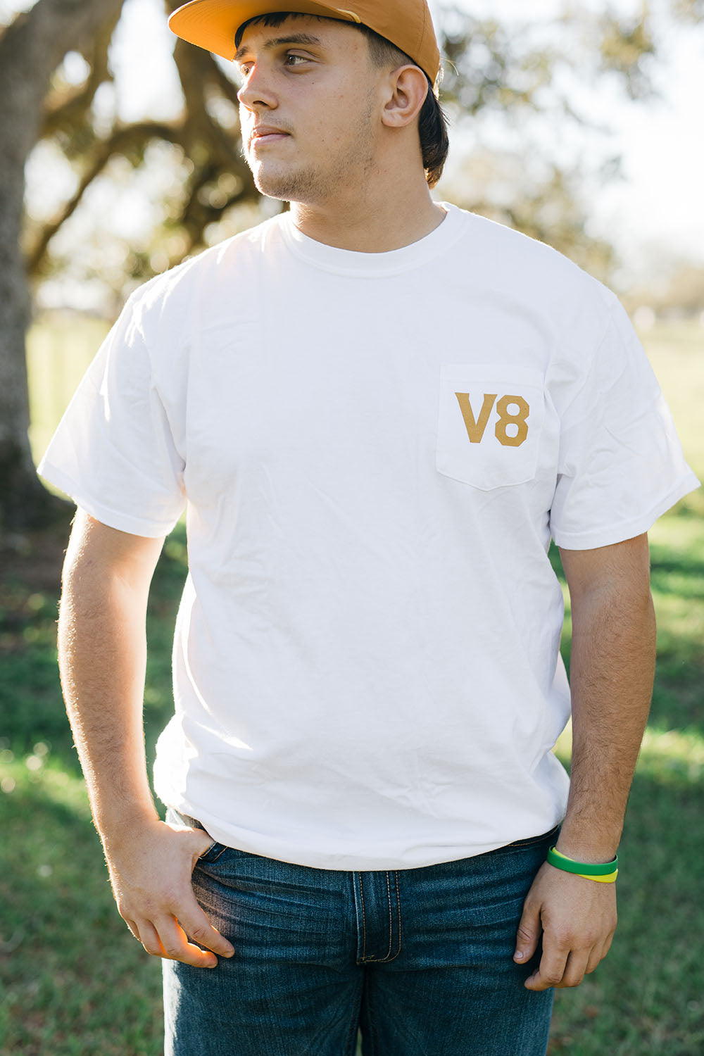 V8 Bull Head Mark of Excellence Pocket Tee