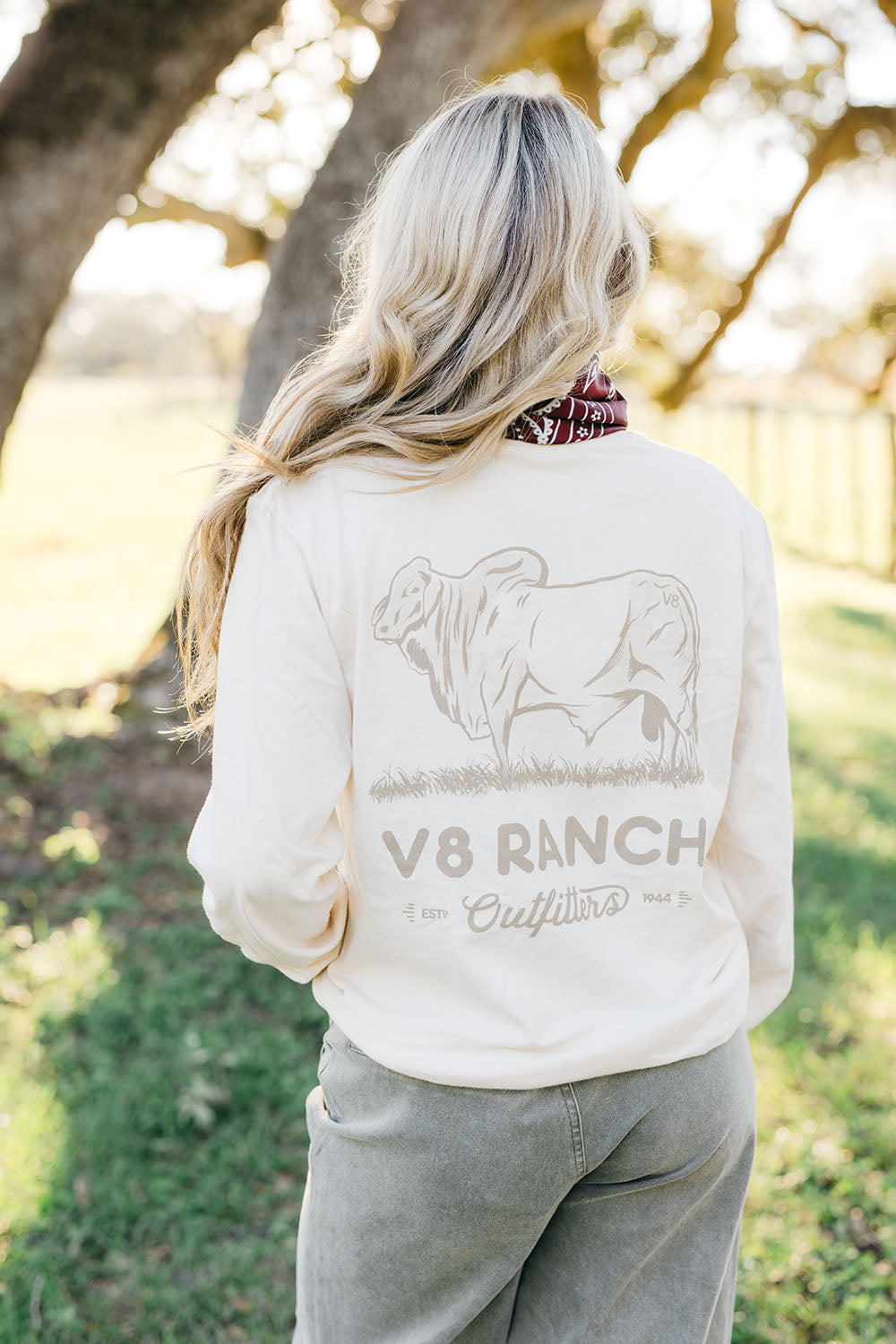 V8 Ranch Outfitters Long Sleeve Brahman Tee