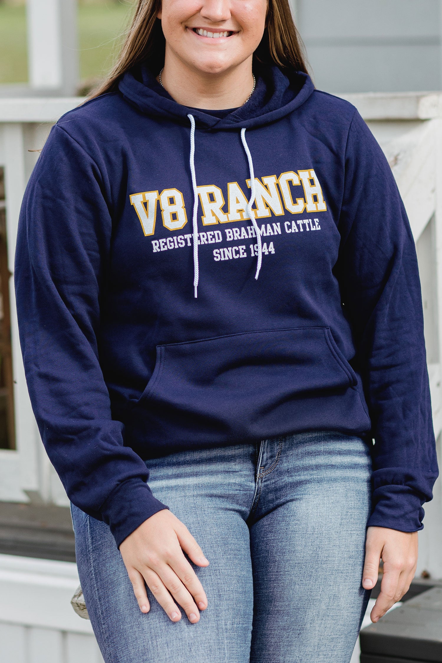 Navy V8 Ranch Pullover Hoodie