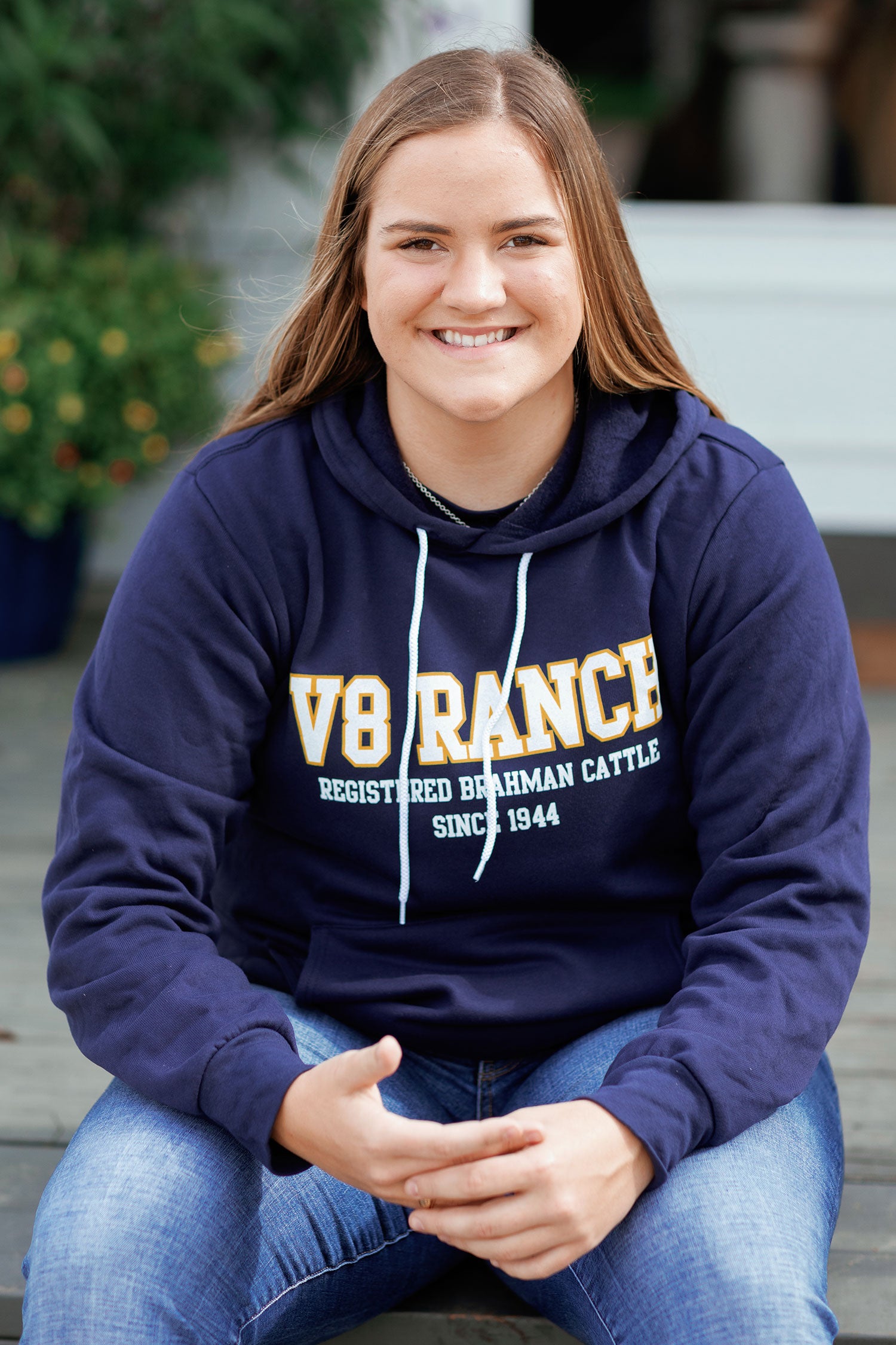 Navy V8 Ranch Pullover Hoodie