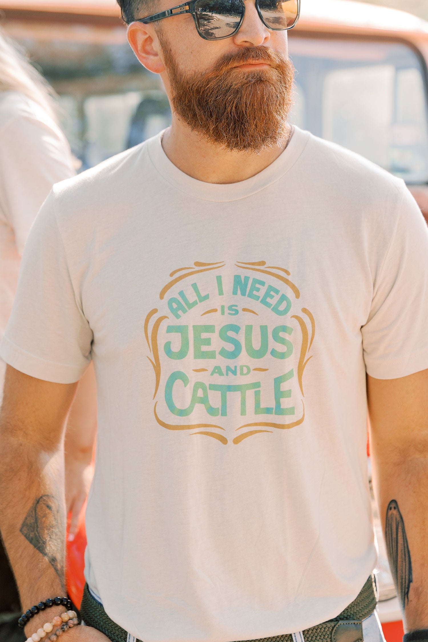 Jesus & Cattle V8 Tee