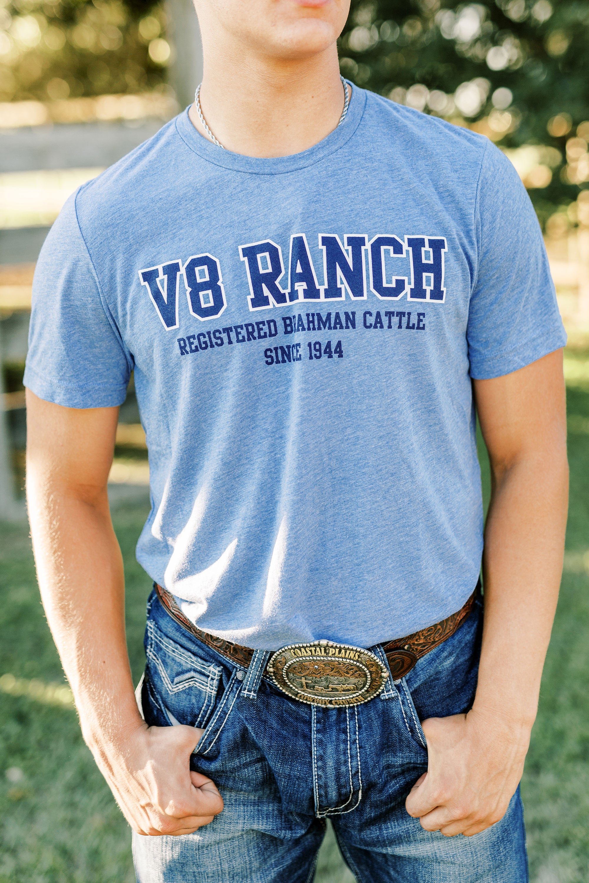 Blue V8 Ranch Established 1944 Tee