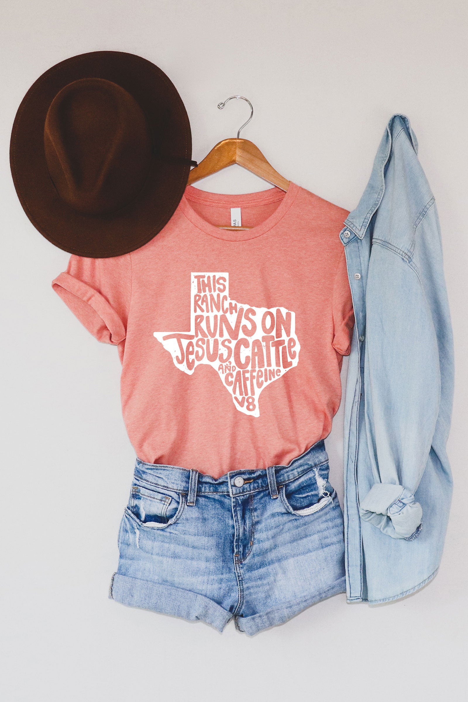 "Jesus, Cattle & Caffeine" Texas Tee